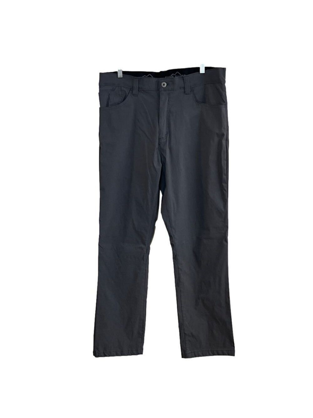 Men's Eddie Bauer Nylon Tech Pants. Gray Stretch Flex Straight Leg. Size 36 x 32